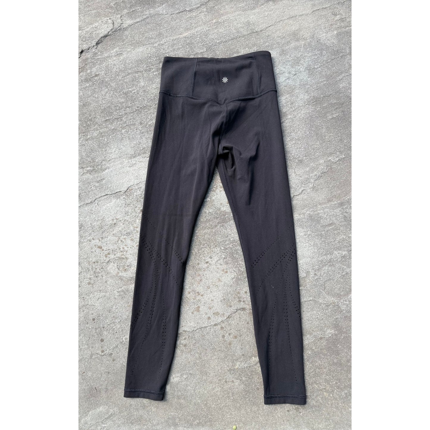 Athleta Elation Lasercut High Rise 7/8 Tight Black Leggings Size XS EUC