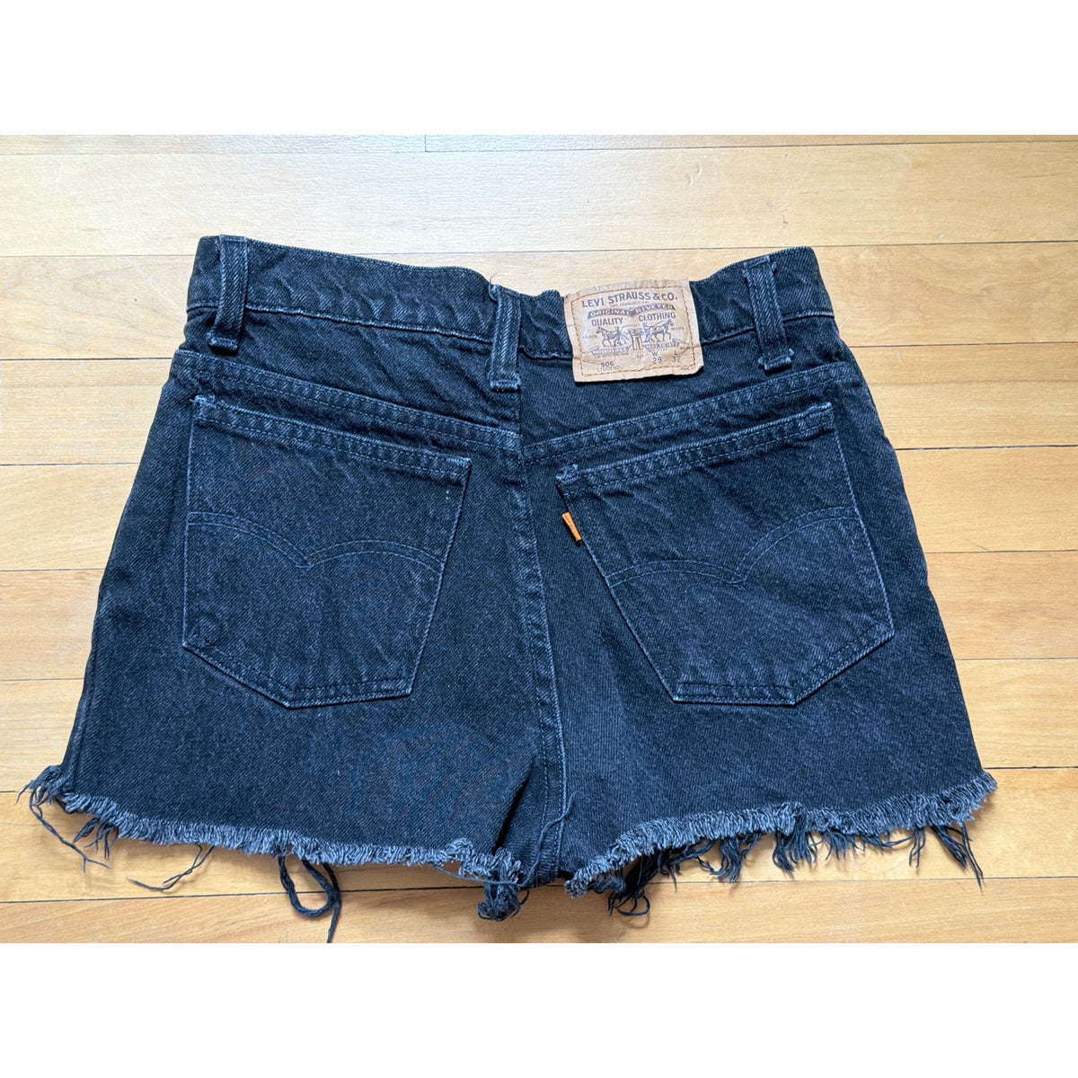 Levi's Premium W29 High Rise Dark Black Distressed Shorts