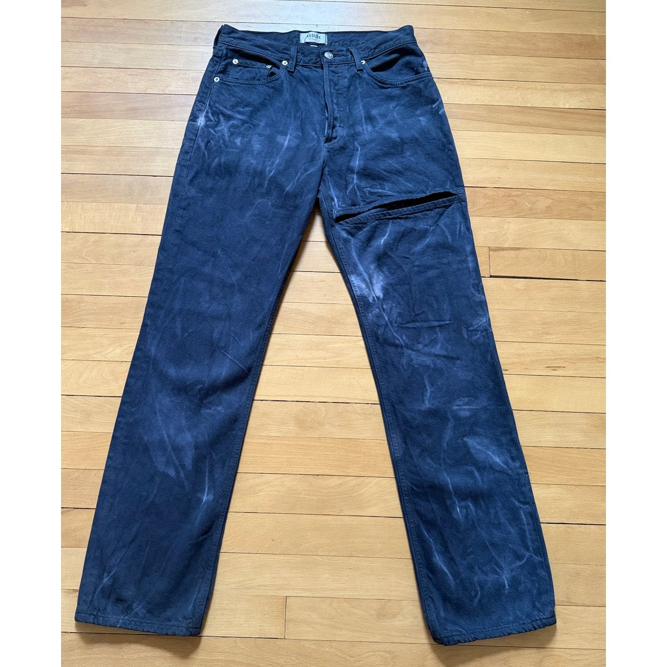 RARE AGOLDE "Lana" Slice Jeans - Black Distressed Wash - Size 27 - EUC