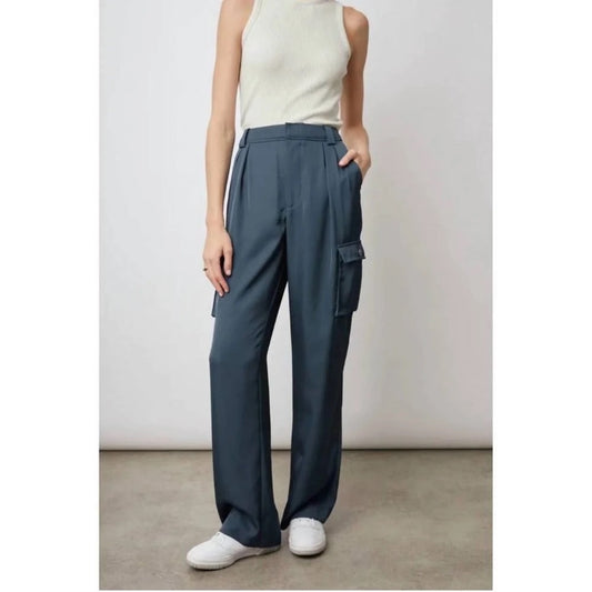 🌊 Rails Harlow Deep Sea Wide-Leg Satin Trousers Size 0 🌊