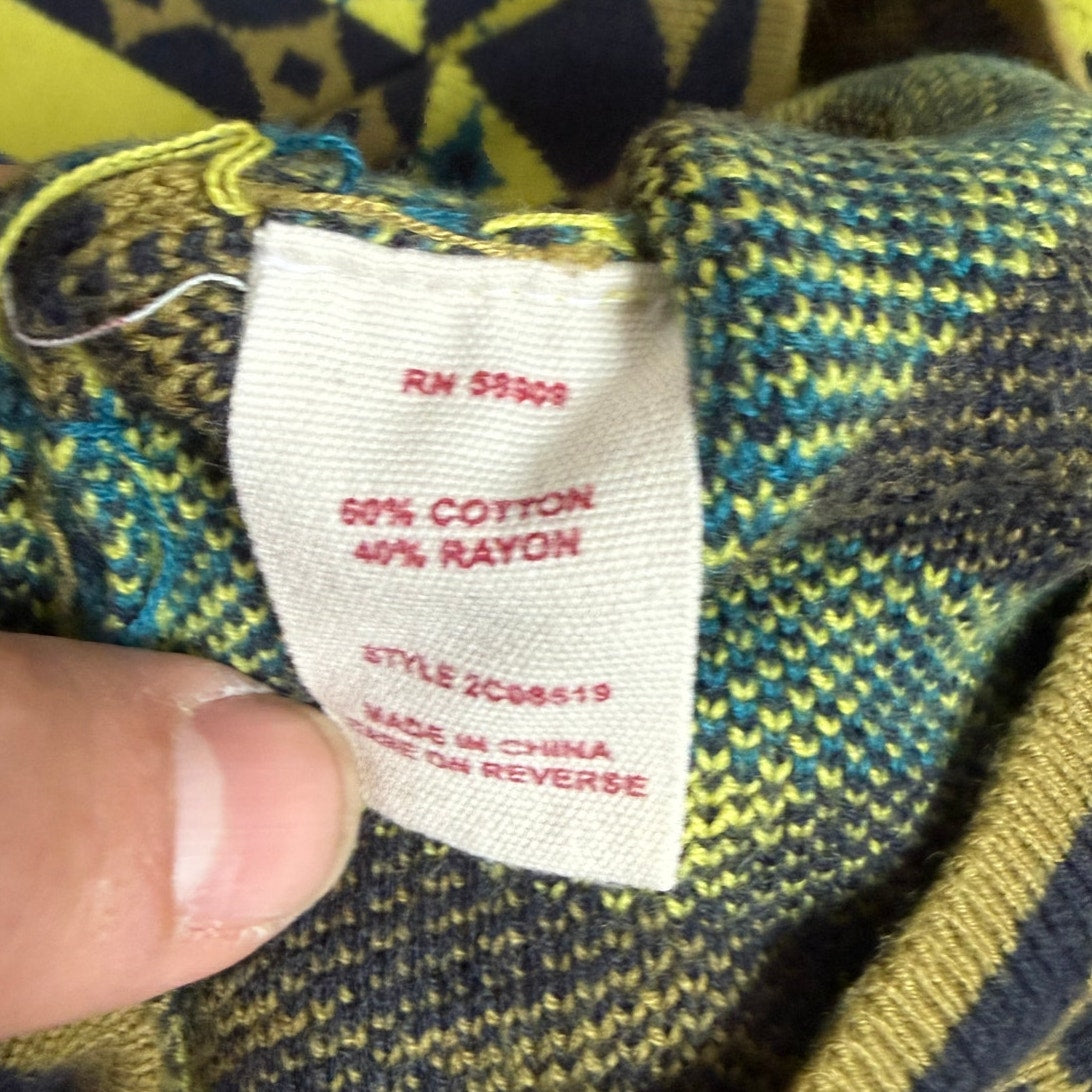Chelsea & Violet Geometric Knit Mini Skirt Small EUC Lime Green Teal Aztec