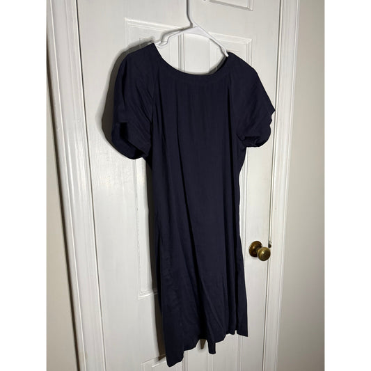 Theory Caliver Lace Back Stretch Linen Dress Raglan Sleeves black Womens Size 4