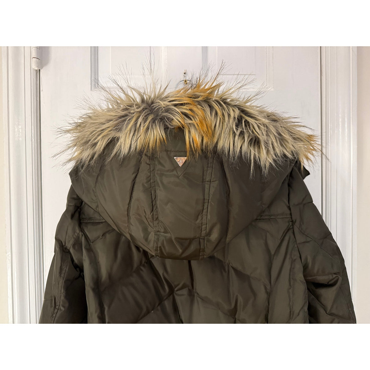 Sam Edelman Brown/Green Quilted Down Anorak Women's Brown Large Excellent Condition