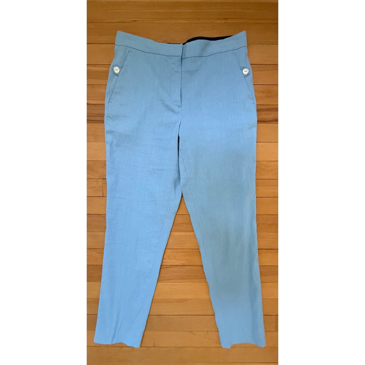 rag & bone Light Blue Linen Tapered Ankle Pants Size 2 EUC Designer