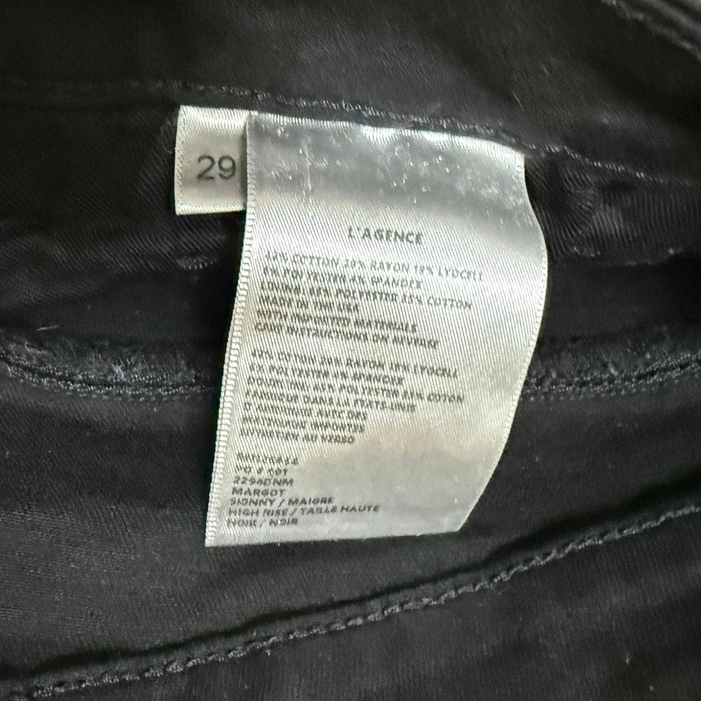 L'AGENCE Marguerite High Rise Skinny Jeans Noir Black - Size 29 EUC