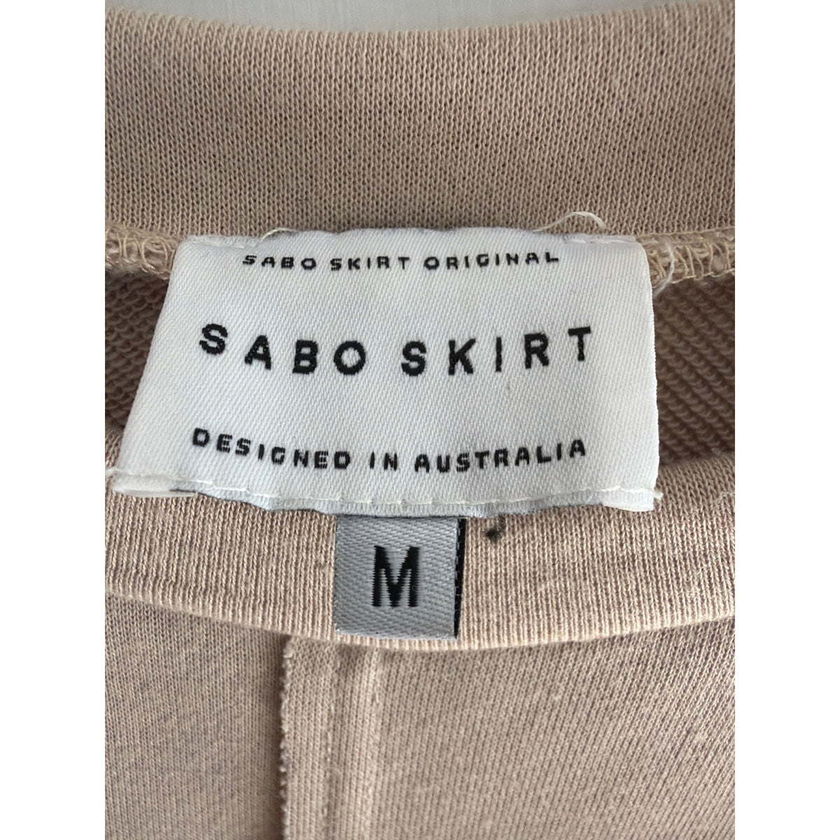 Sabo Skirt Beige Raw Hem Exposed Seam Cropped Sweatshirt Size M