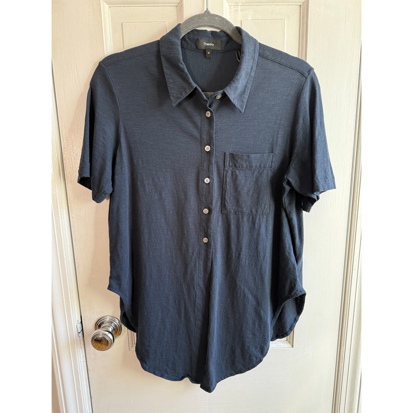 Theory Men's Irving Short-Sleeve Button-Down Shirt - Eclipse(Dark Gray)- Size M