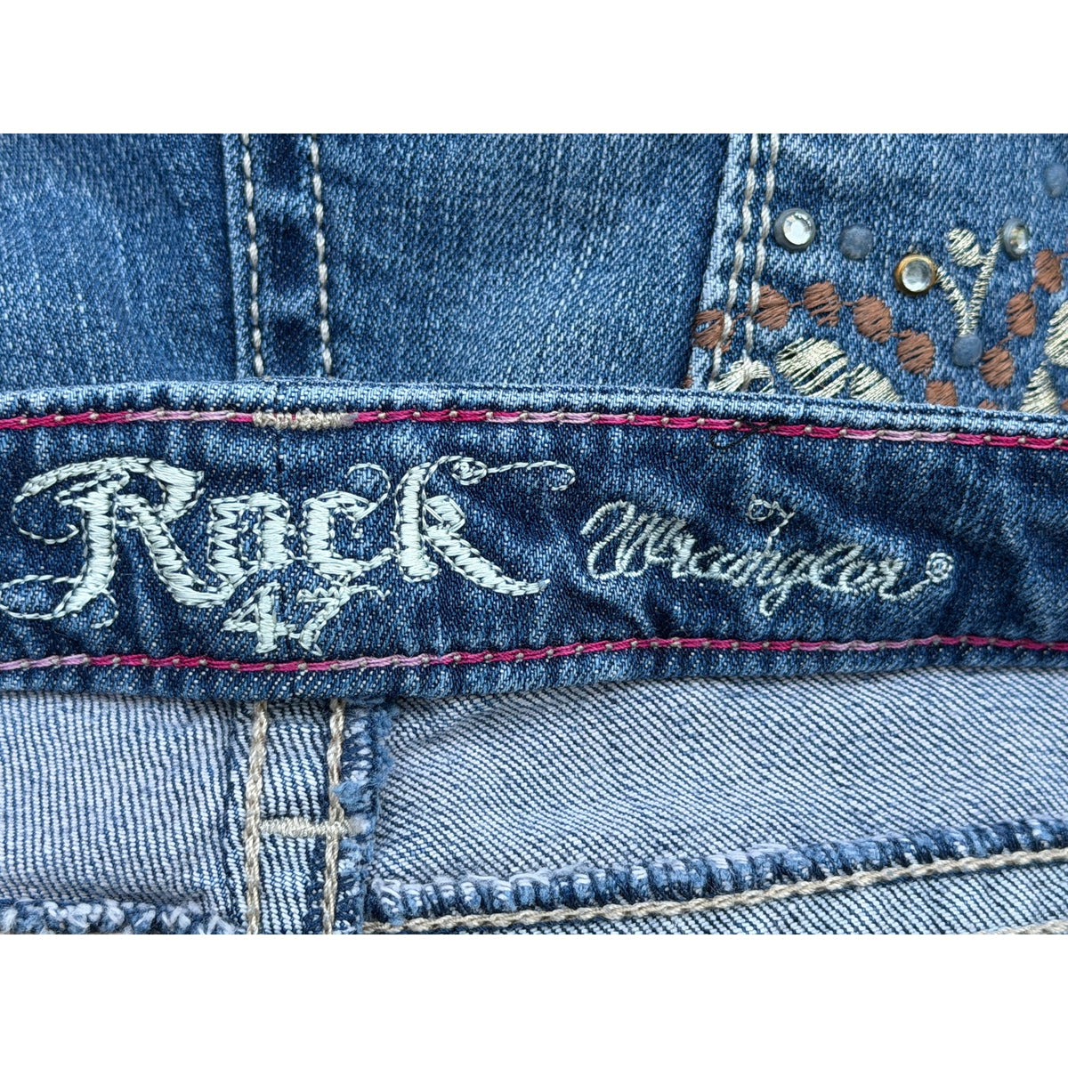 Rock 47 by Wrangler Low Rise Embellished Bootcut Jeans Size 38 Inseam 33