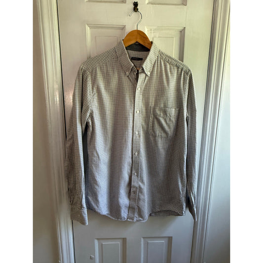 J Mclaughlin Button Down White Brown Check Size Small