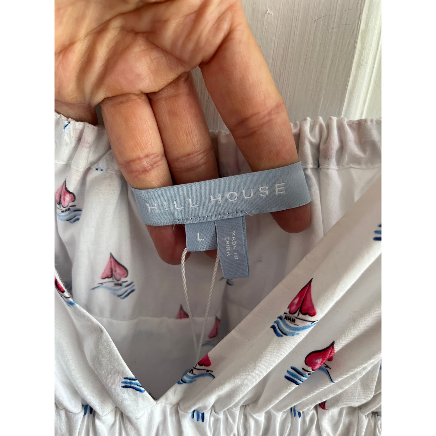 Hill House Home The Gigi Dress - Love Boats Cotton Print - Size Large - NWT