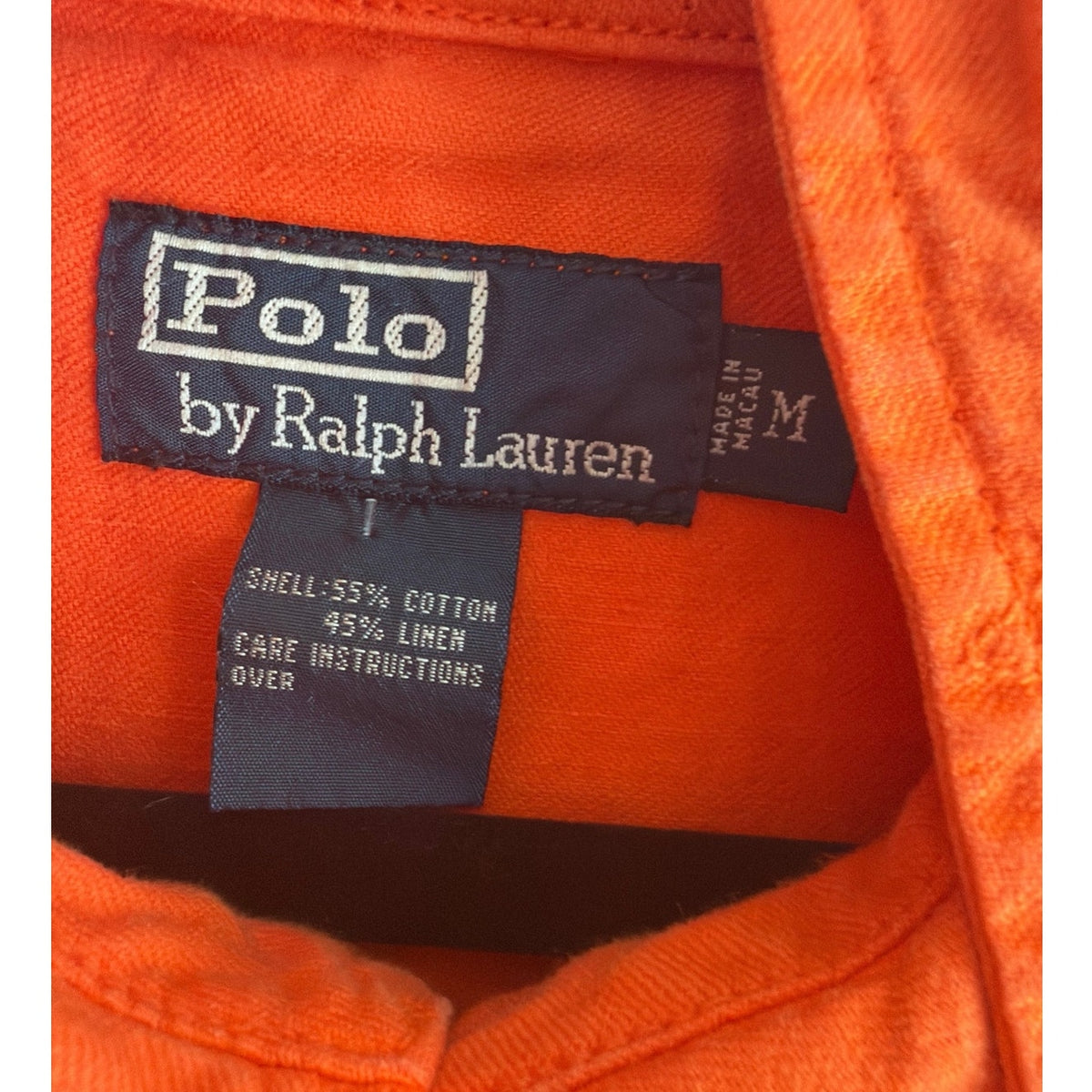 Vintage Polo by Ralph Lauren Orange Cotton-Linen Field Jacket Medium 