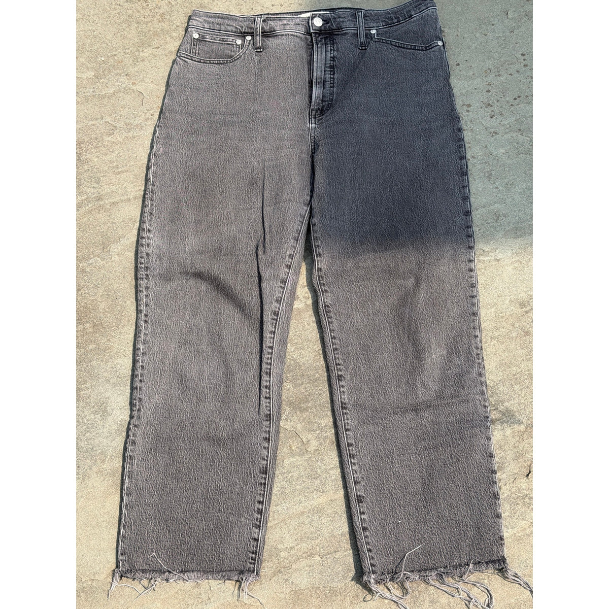 Madewell The Perfect Vintage Straight Jean Washed Black Raw Hem 31
