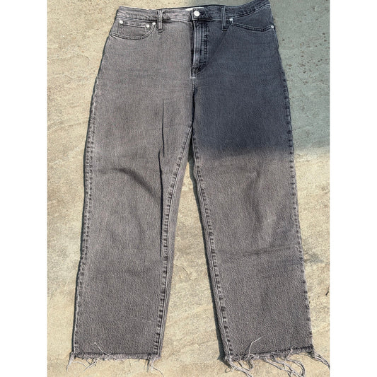 Madewell The Perfect Vintage Straight Jean Washed Black Raw Hem 31
