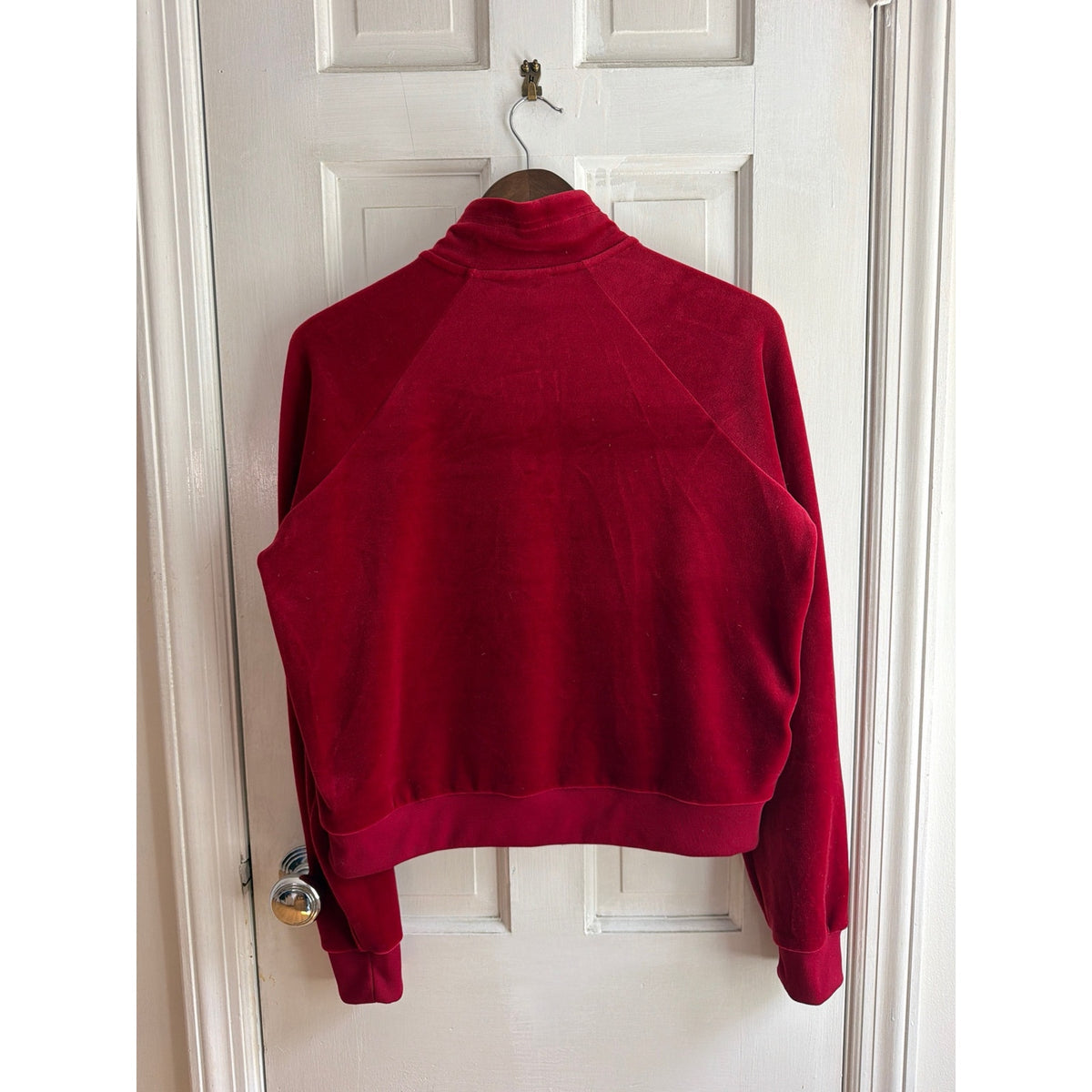 Nike Womens Velour Half-Zip Pullover Sweatshirt - Red / Gold, Medium
