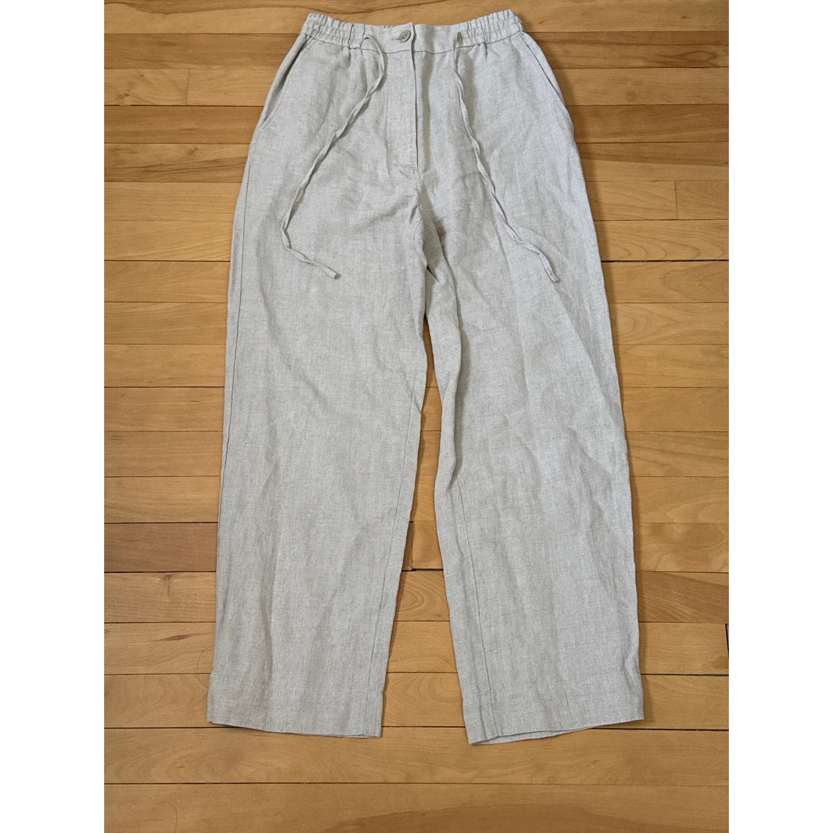 COS High Rise Wide Leg Tailored Linen Pants Beige 2 EUC