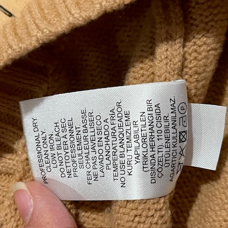 Tibi Merino Wool Blend V-neck Puff Sleeve Camel Sweater - Size Small