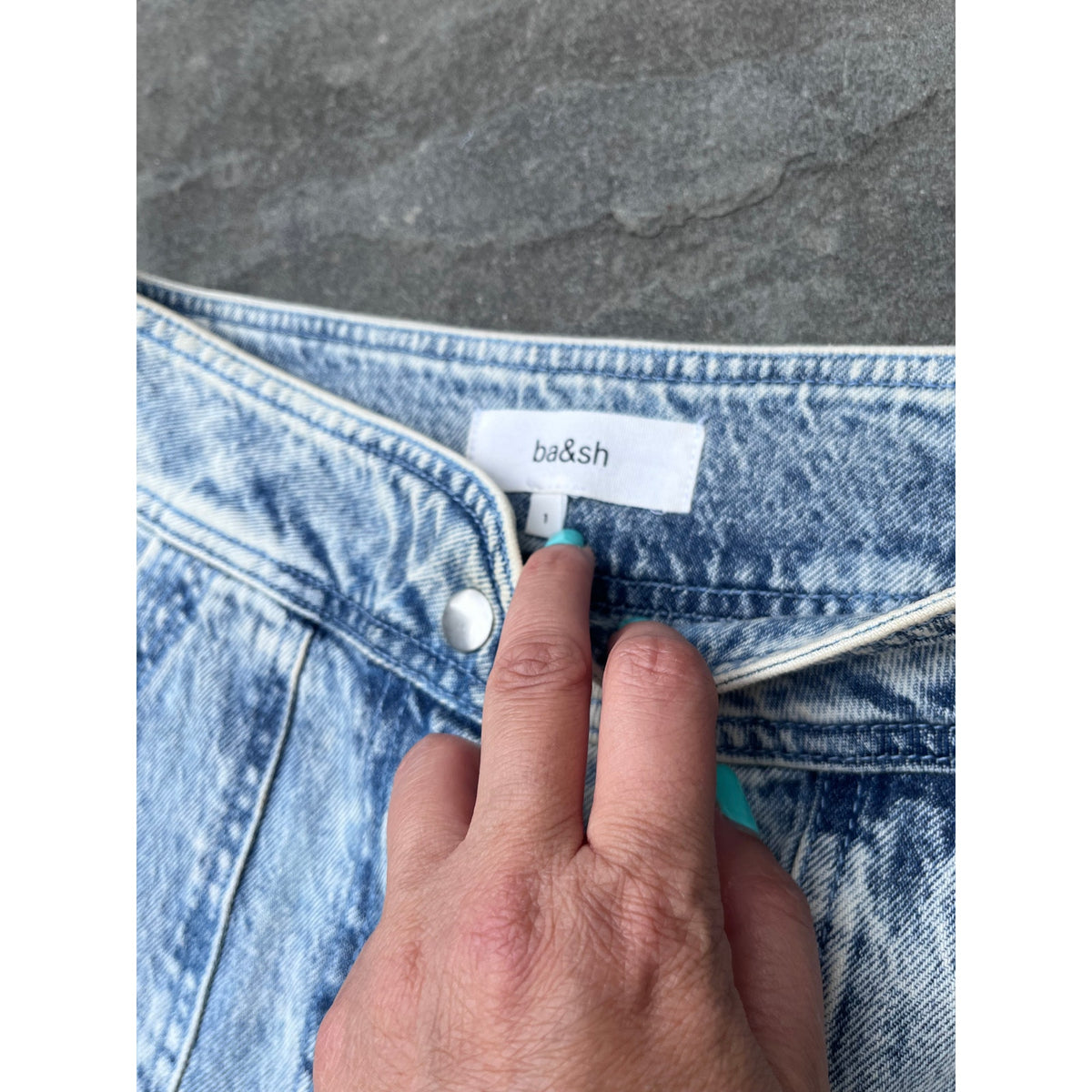 ba&sh Paris Lady Jeans High Rise Cropped Acid Wash Straight Ankle 1 S 26 $265