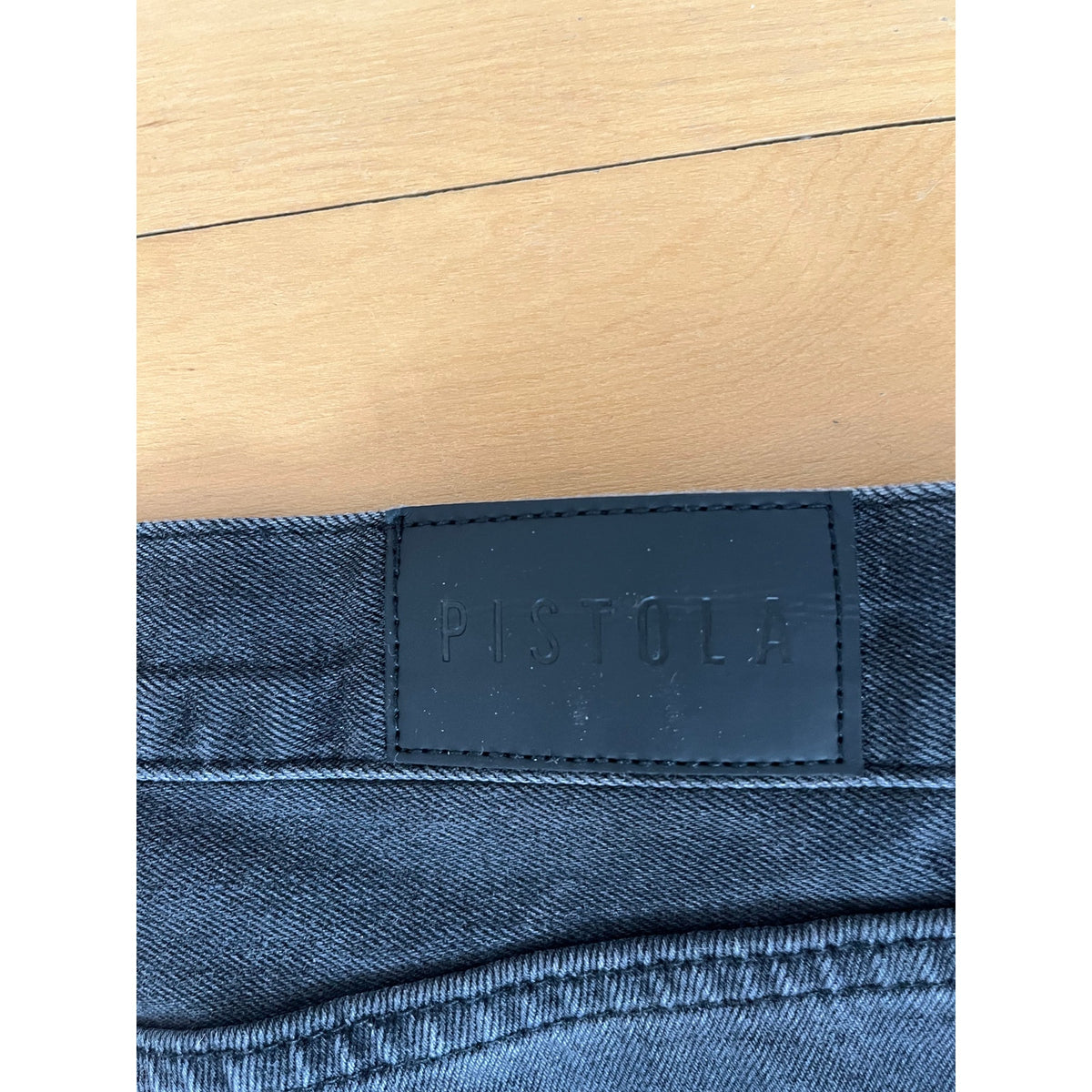 Pistola Charlie High Rise Wide Leg Jeans Distressed Black Slit Hem 30