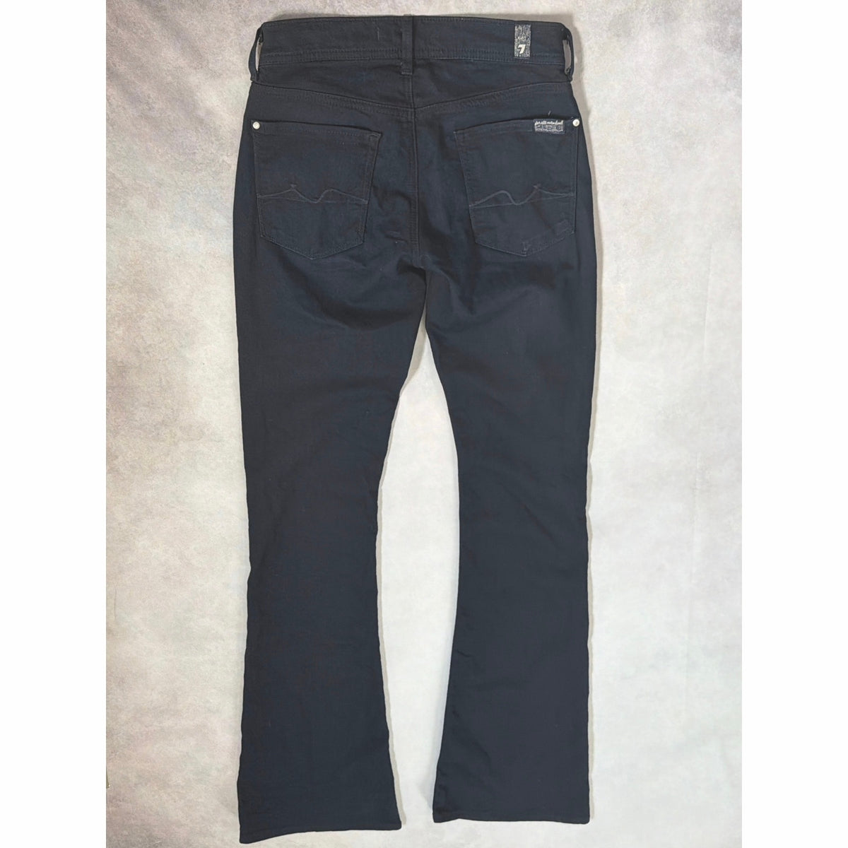 7 For All Mankind Black Flare Bootcut Jeans Size 23 Stretch Y2K Low Mid Rise 32