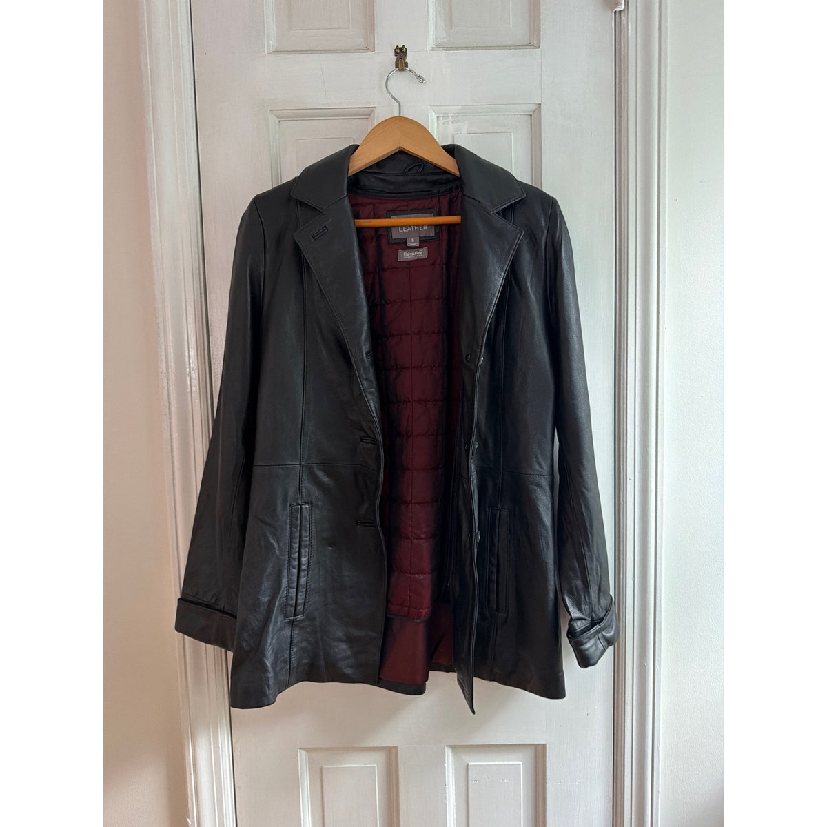 Vintage Wilsons Leather Black Insulated Thinsulate Leather Blazer Coat Jacket S