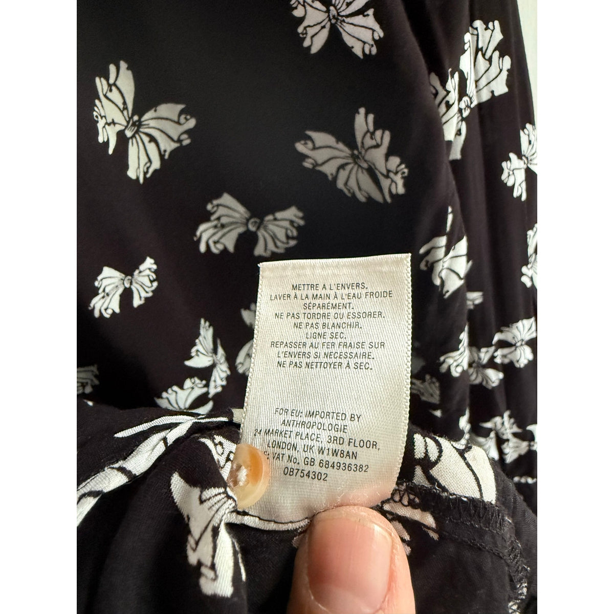 Maeve Anthropologie Floral Blouse Top Size 8 US 12 UK Black White Ruffle Sheer 8