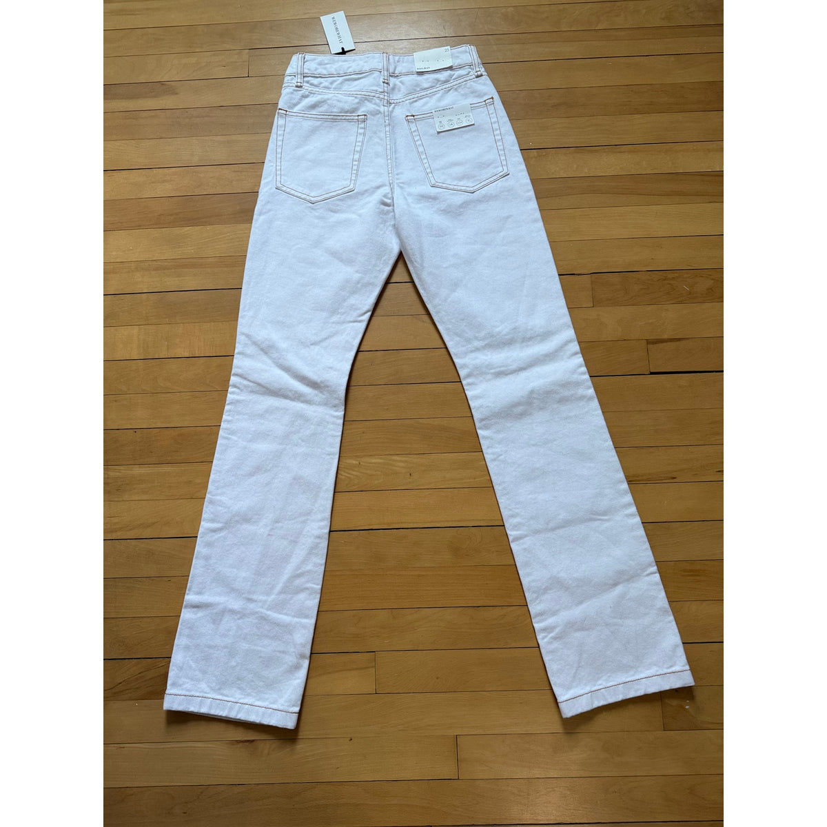 WEWOREWHAT White Distressed Wide Leg Jeans | Size 25 | NWT Stretch Twill ZIC