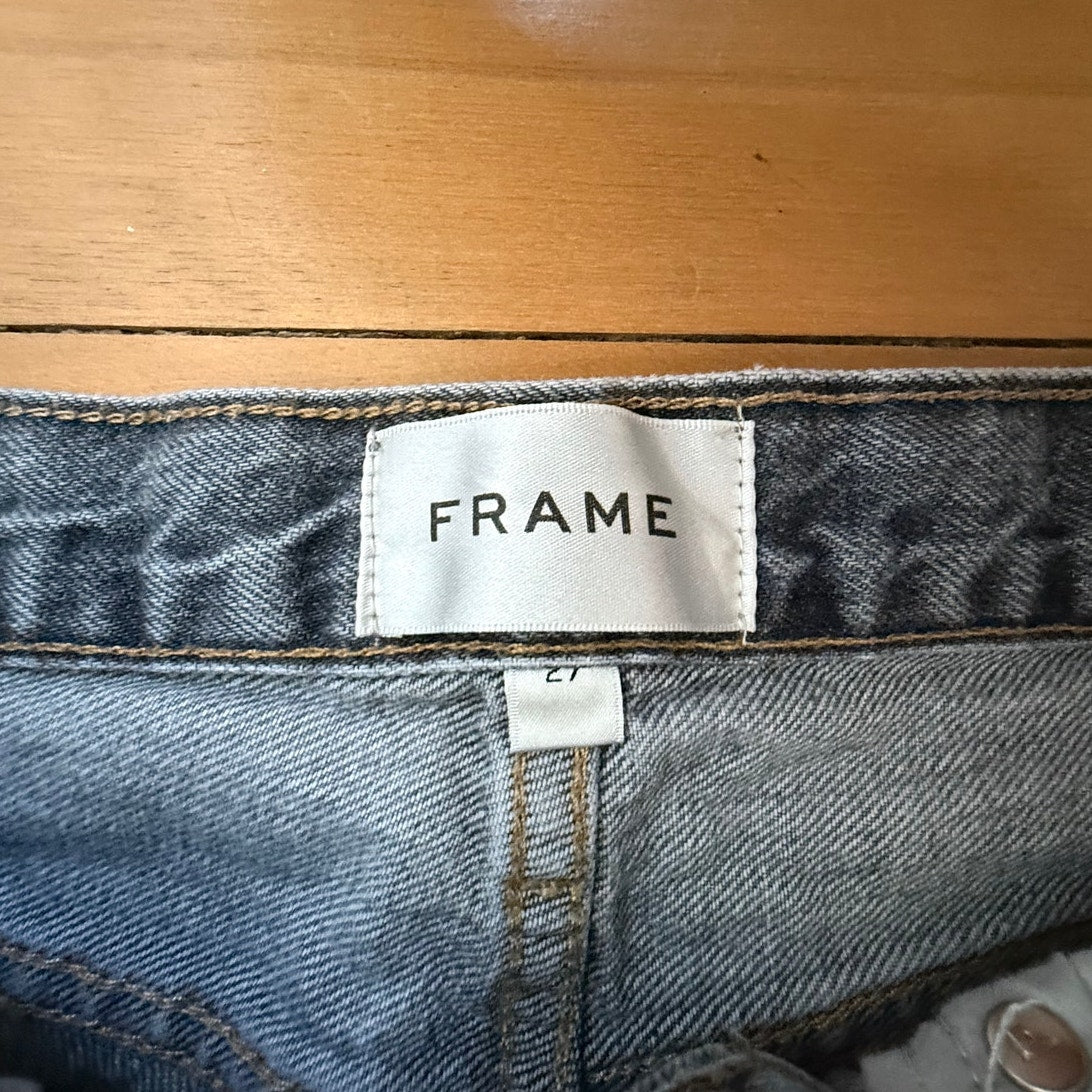 FRAME Le Jane Straight Wide Leg Jeans - Frayed Raw Hem - Size 27 - EUC