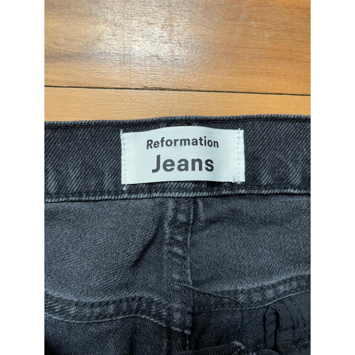 💎 Reformation Fawcett High Rise Wide Leg Black Jeans Monterey Wash Raw Hem 26