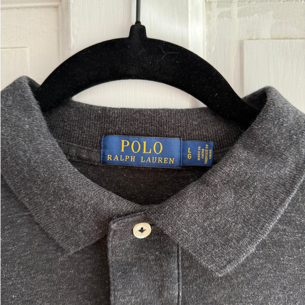 Polo Ralph Lauren Black/Grey Polo Shirt White Pony Large