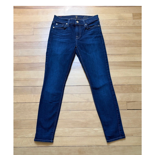 7 For All Mankind The Ankle Skinny Jeans Size 26 Dark Wash Stretch Premium EUC