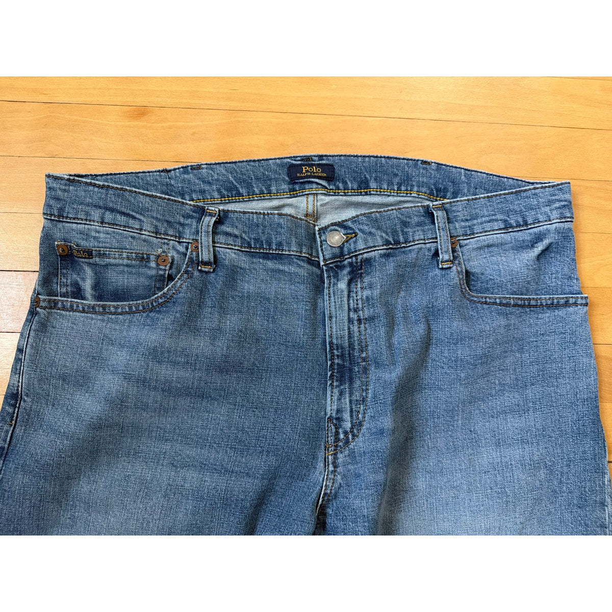 Vintage Polo Ralph Lauren Size 38 x 30  Blue Wide Leg Mens Jeans
