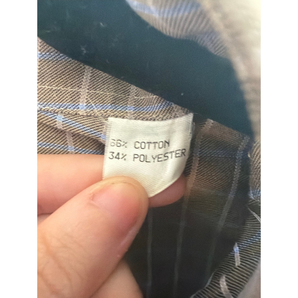 Ermenegildo Zegna Taupe & Blue Plaid Long Sleeve Button-Down Shirt Medium