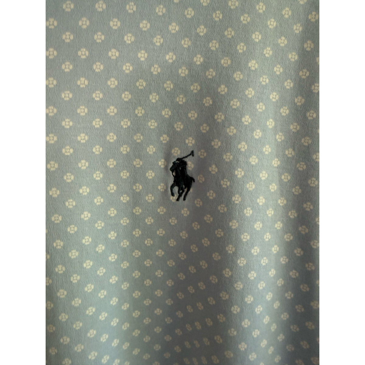 Rare Polo Ralph Lauren Sky Blue Lucky Clover Pattern Polo Shirt Men's Navy Pony