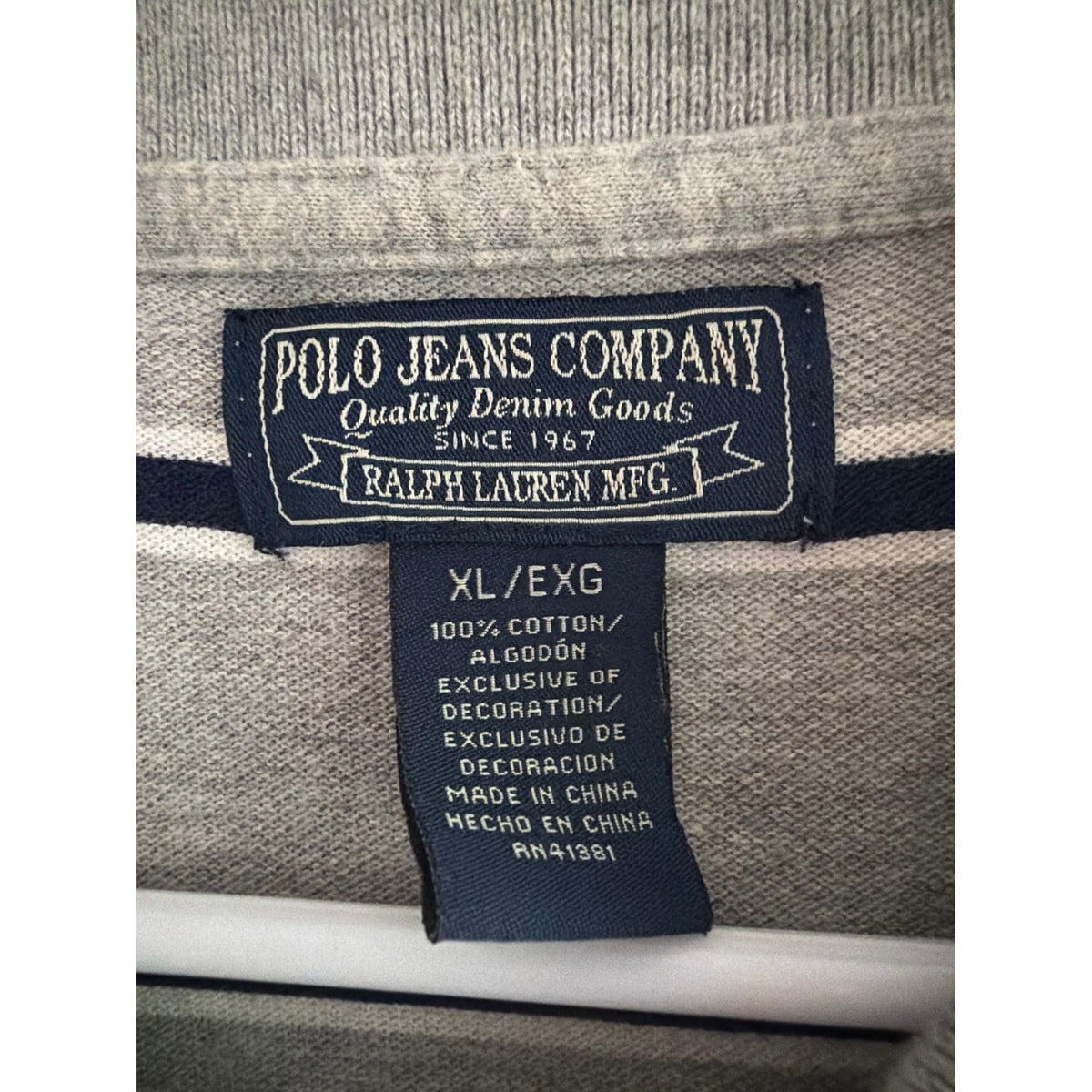 Vintage Polo Ralph Lauren Polo Shirt Men's XL Gray Blue Stripe Y2K
