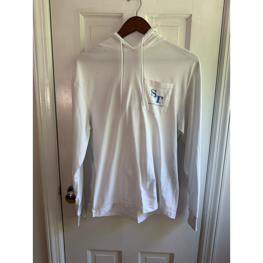 Southern Tide Hoodie Shirt Small White Big Skipjack Fish Logo Long Sleeve EUC