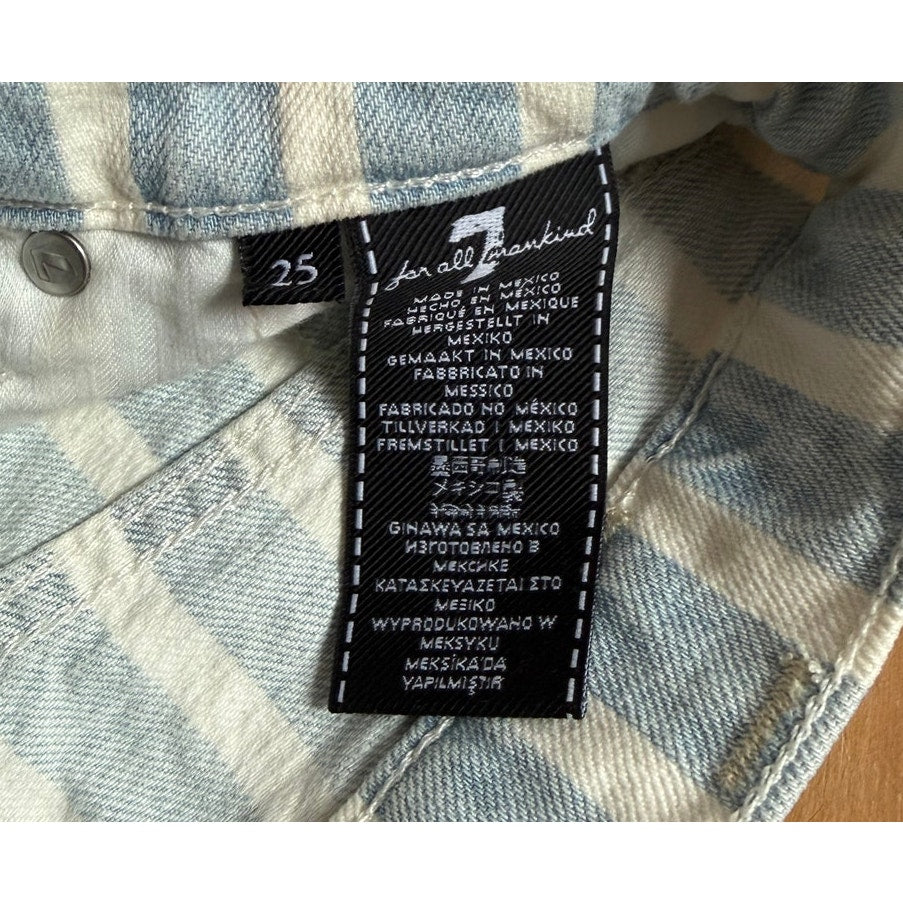 NWT 7 For All Mankind Striped Blue/White Denim Mini Skirt, SIZE 25