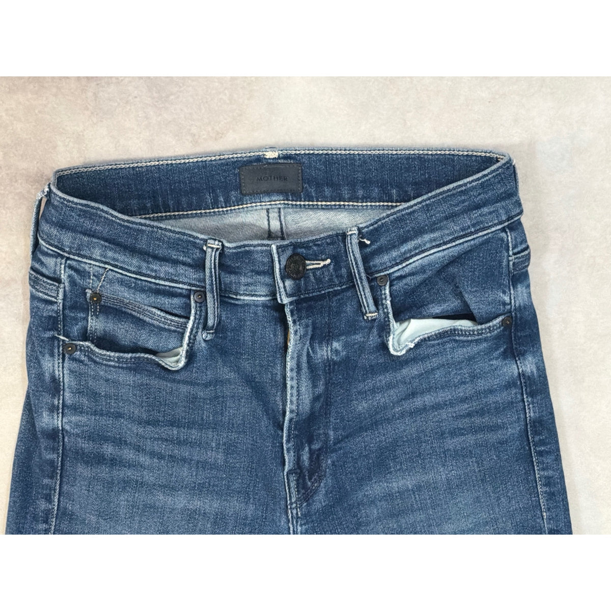 MOTHER The Mid Rise Dazzler Ankle Jeans Size 24 Wish On A Star Straight Leg Blue