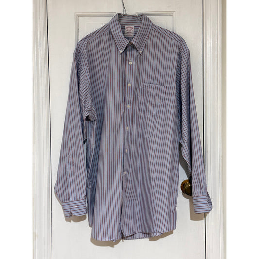Brooks Brothers Men’s Blue w/Red Stripe Traditional Fit Dress Shirt 16.5
