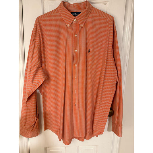 Classic Ralph Lauren Men's Orange Check Shirt - XXL