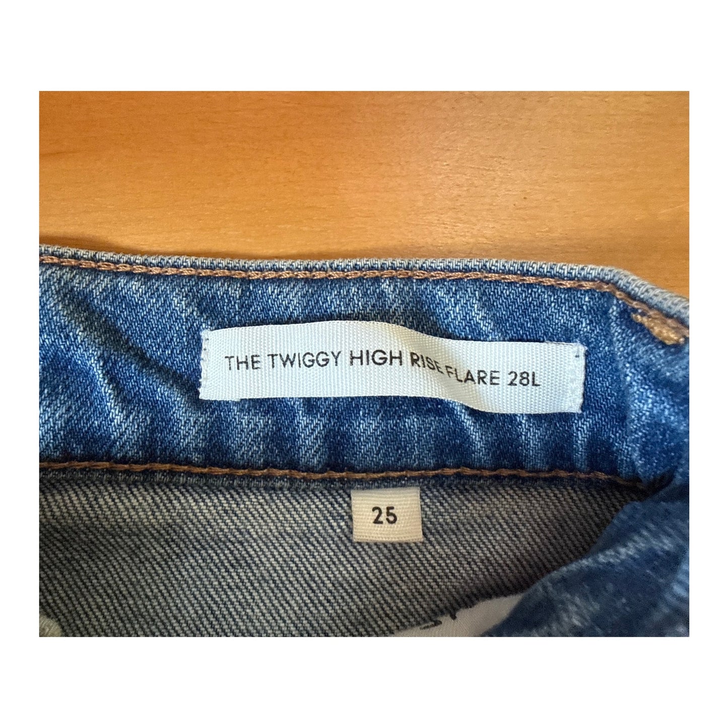 Denim Forum Aritzia Skinny Flare Jeans Size 25 Medium Wash High Rise