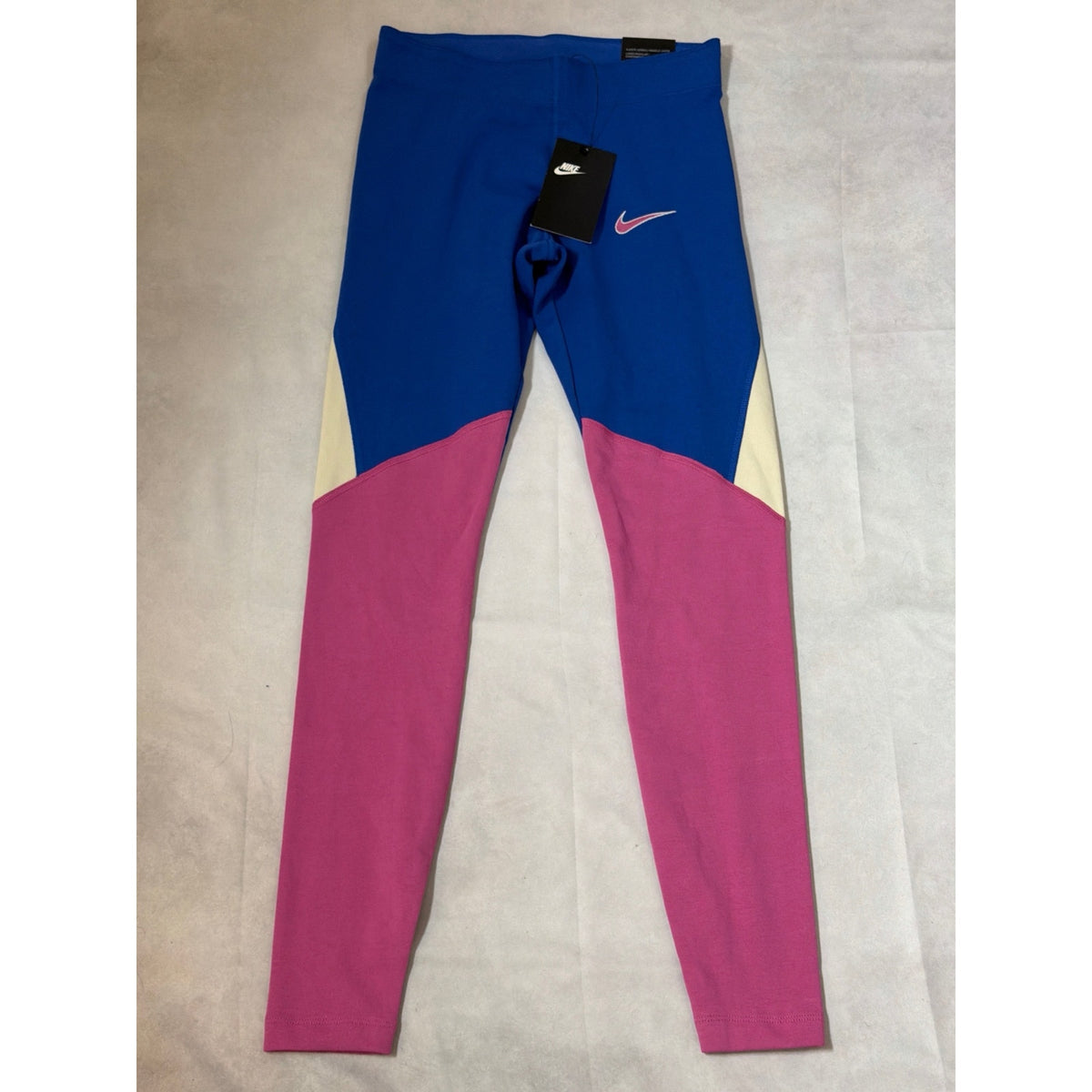 Nike One  Colorblock Tight Fit Leggings Blue Pink Cream XS NWT
