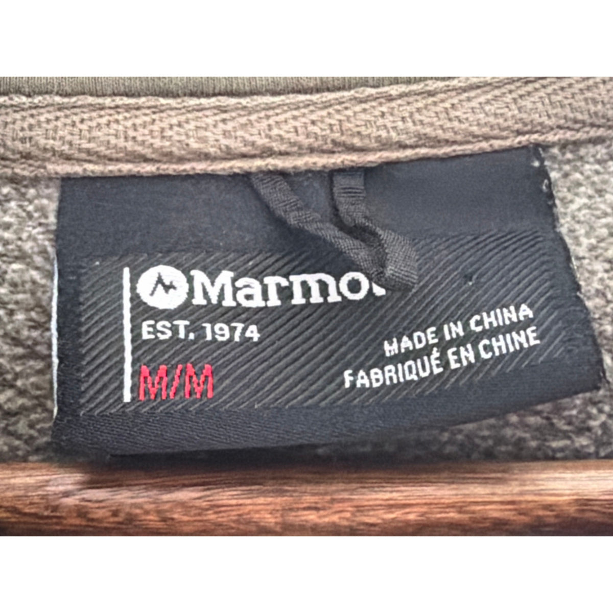 Marmot Vintage Ski Graphic Hoodie Mens Medium Olive Green Fleece Sweatshirt