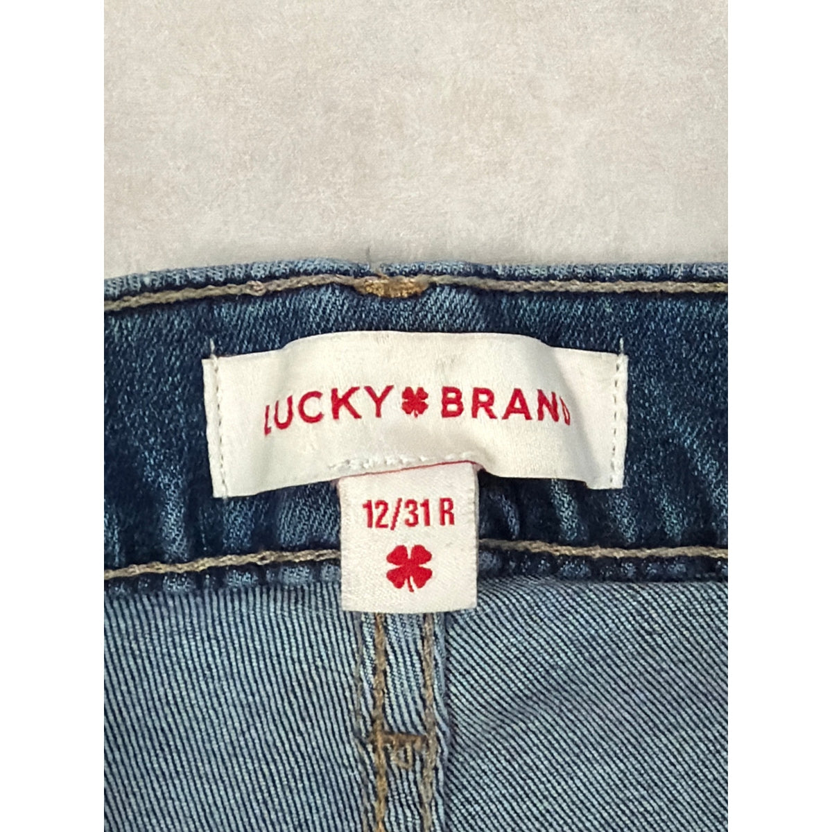 Lucky Brand High Rise Bridgette Crop Flare Jeans Size 12 / 31 Medium Wash Raw Hem