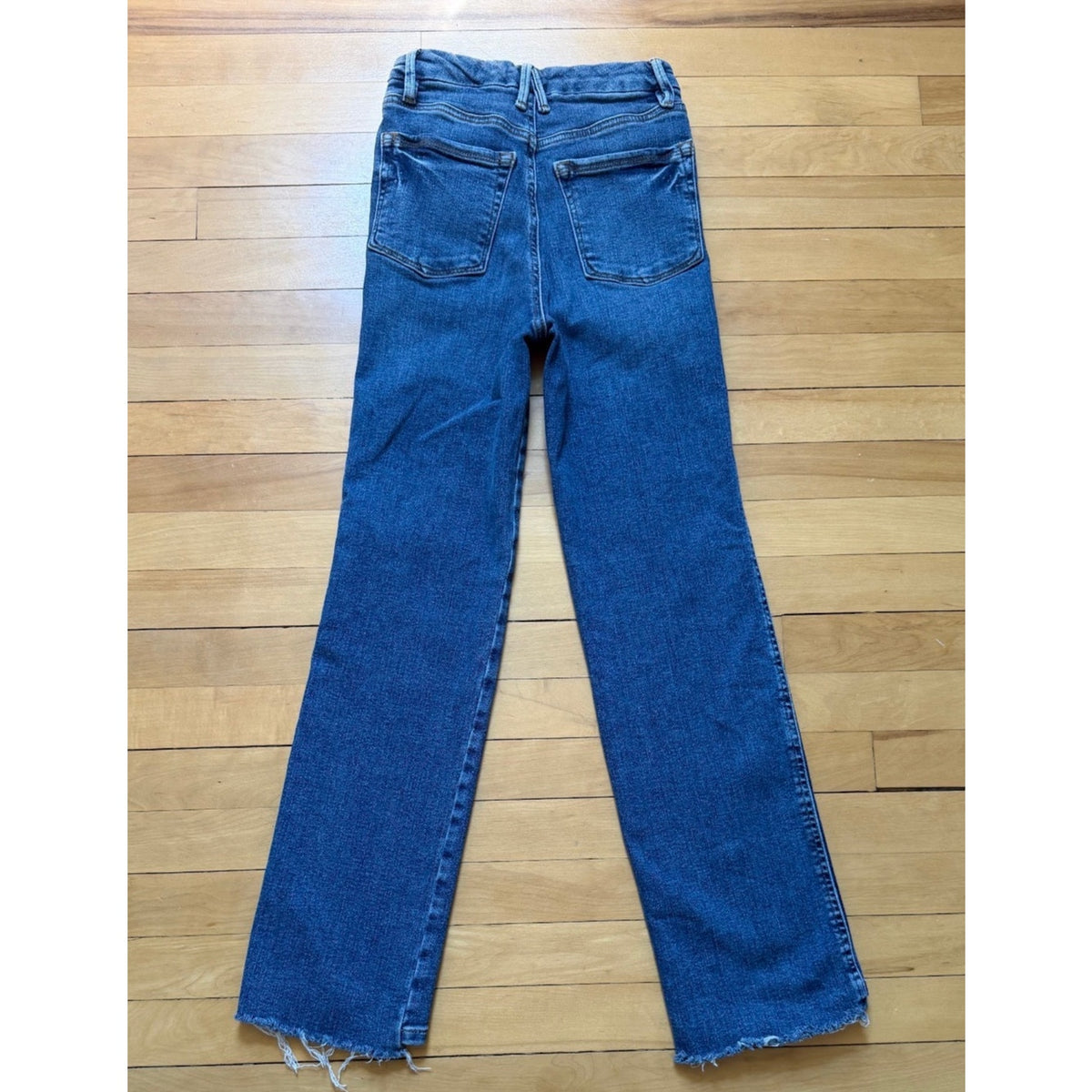 Good American Good Curve Straight Jeans Size 0/25 High Rise Medium Wash EUC