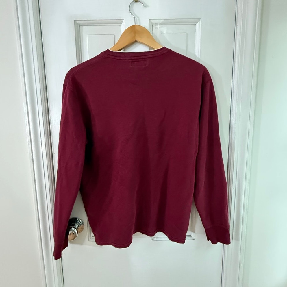 Polo Ralph Lauren Waffle Knit Thermal Long Sleeve Shirt Medium Burgundy Maroon M