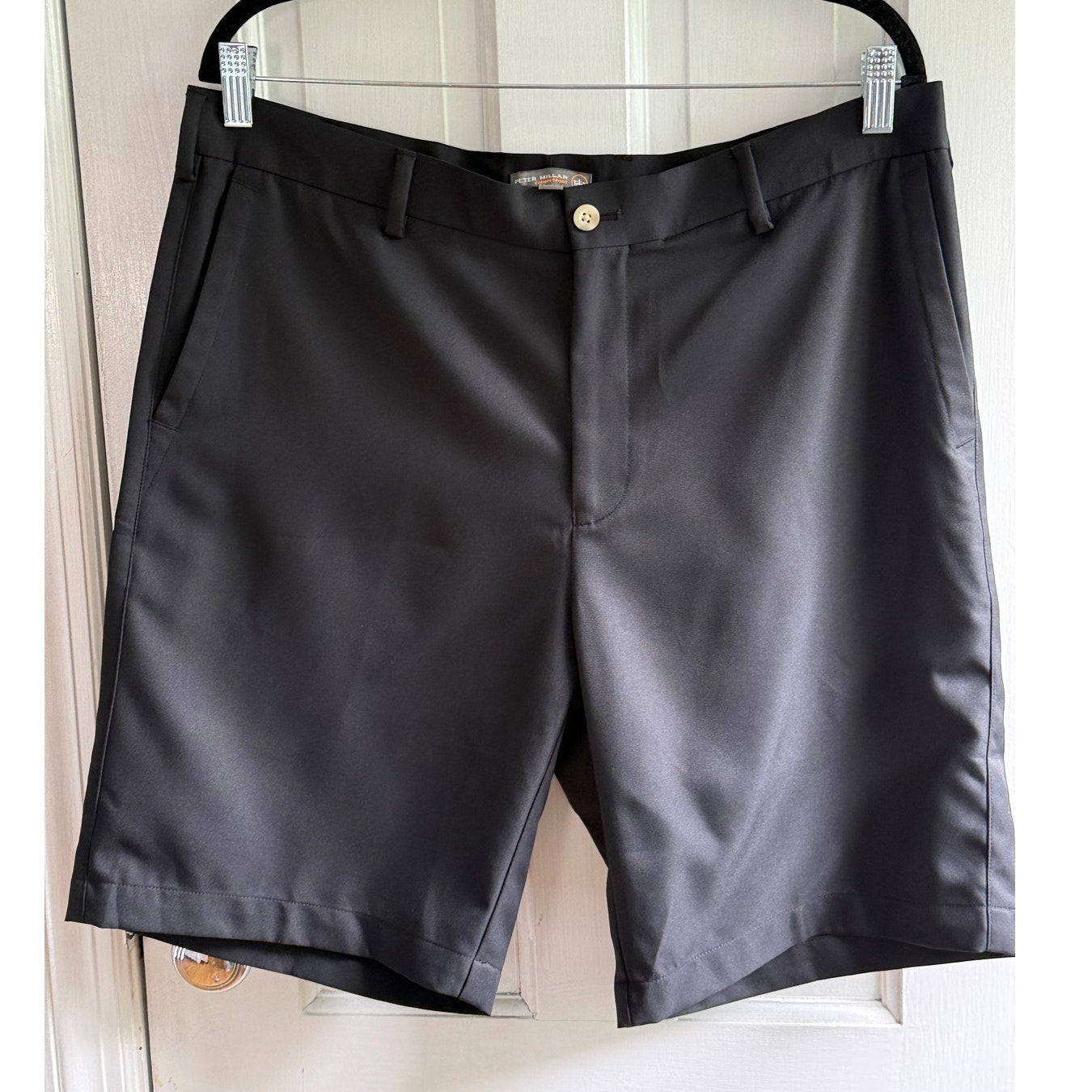 Peter Millar Salem Performance Shorts Men's 35 Black Crown Sport Golf Chino EUC
