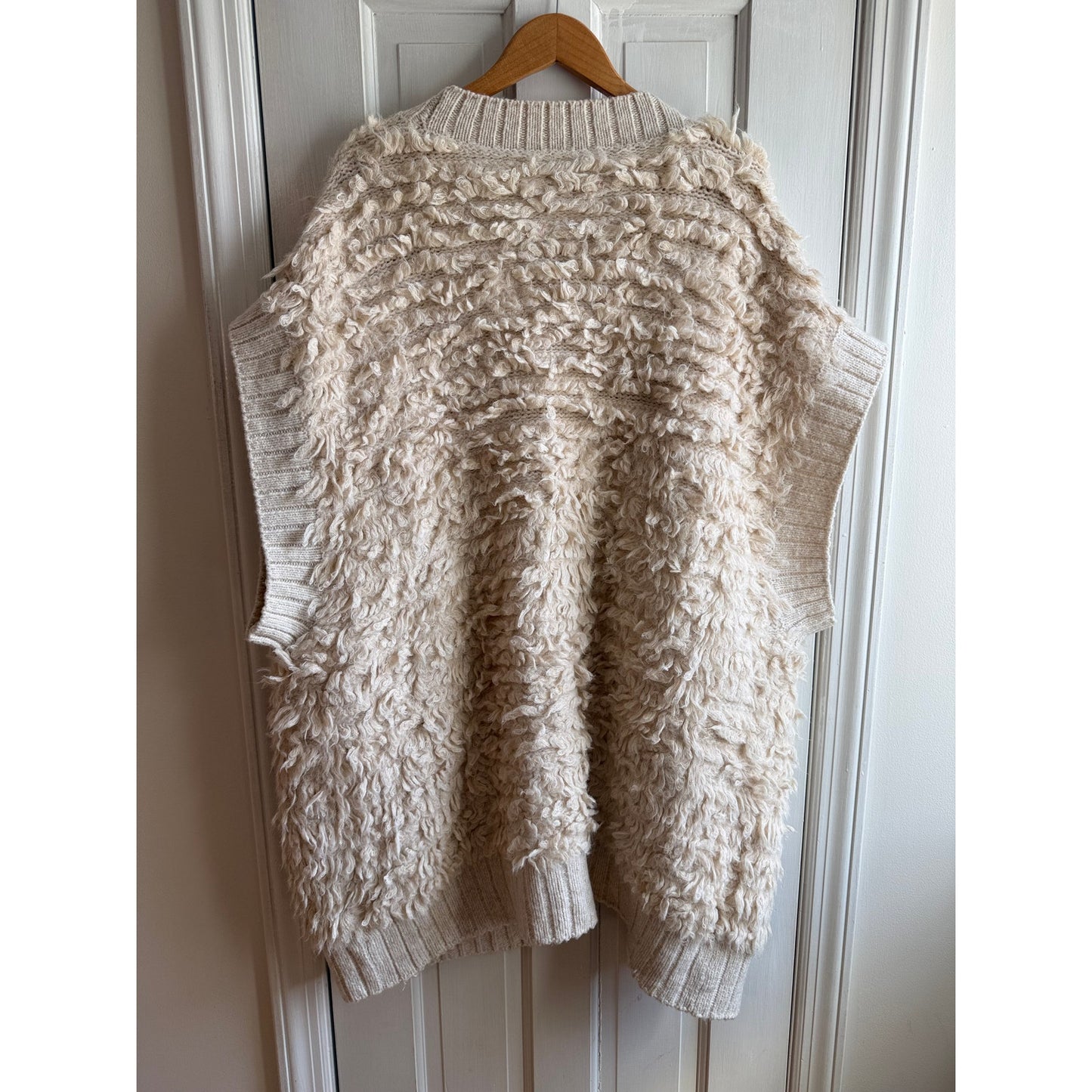 Anthropologie Open Knit Short Sleeve Cardigan 2XL - Ivory Boho Duster EUC