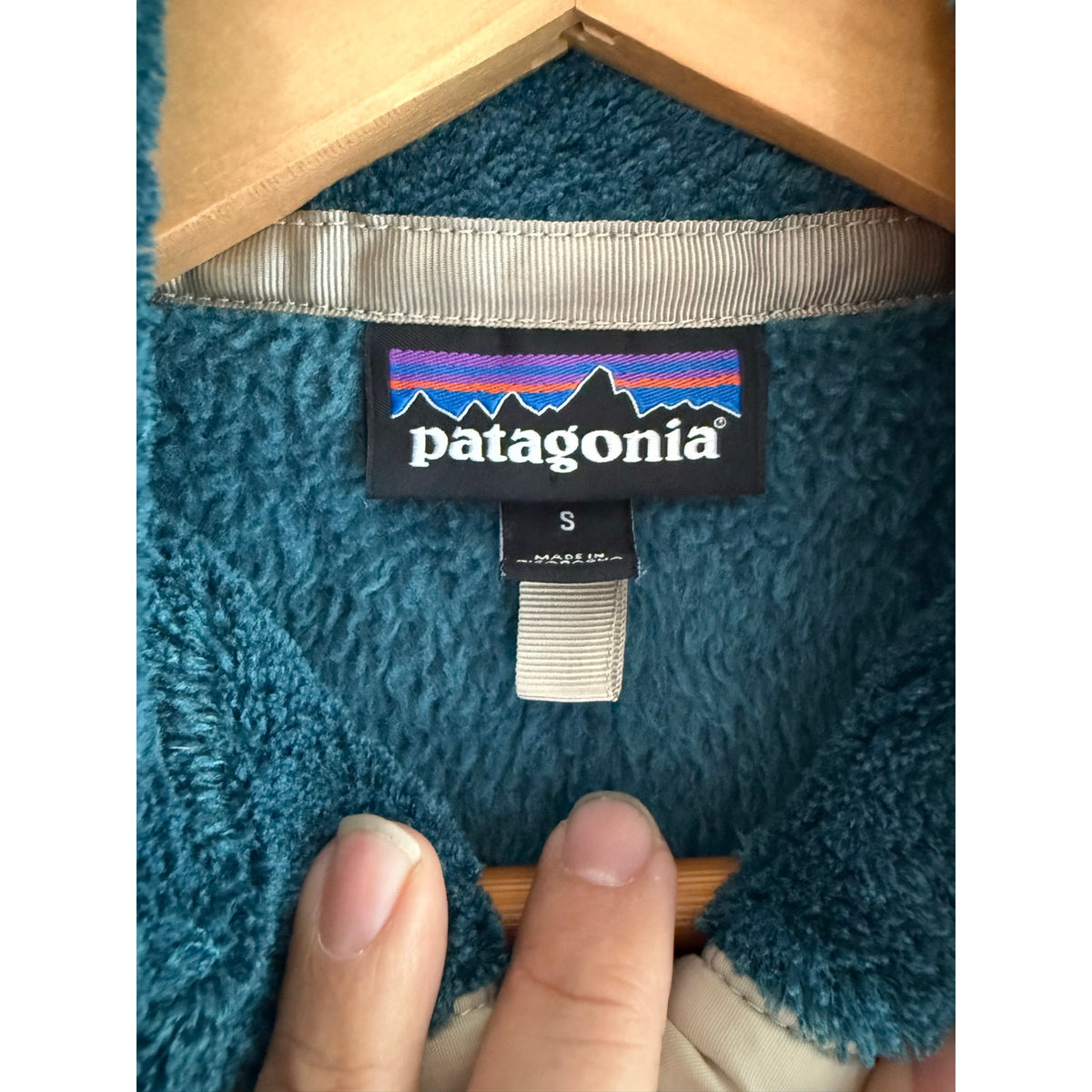 Patagonia Synchilla Blue Snap-T Fleece Pullover Beige Pocket Small
