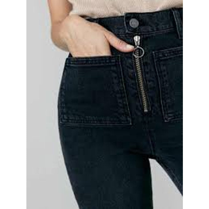 Reformation Black Peyton Zip Ultra High Rise Bootcut Jeans 25 EUC