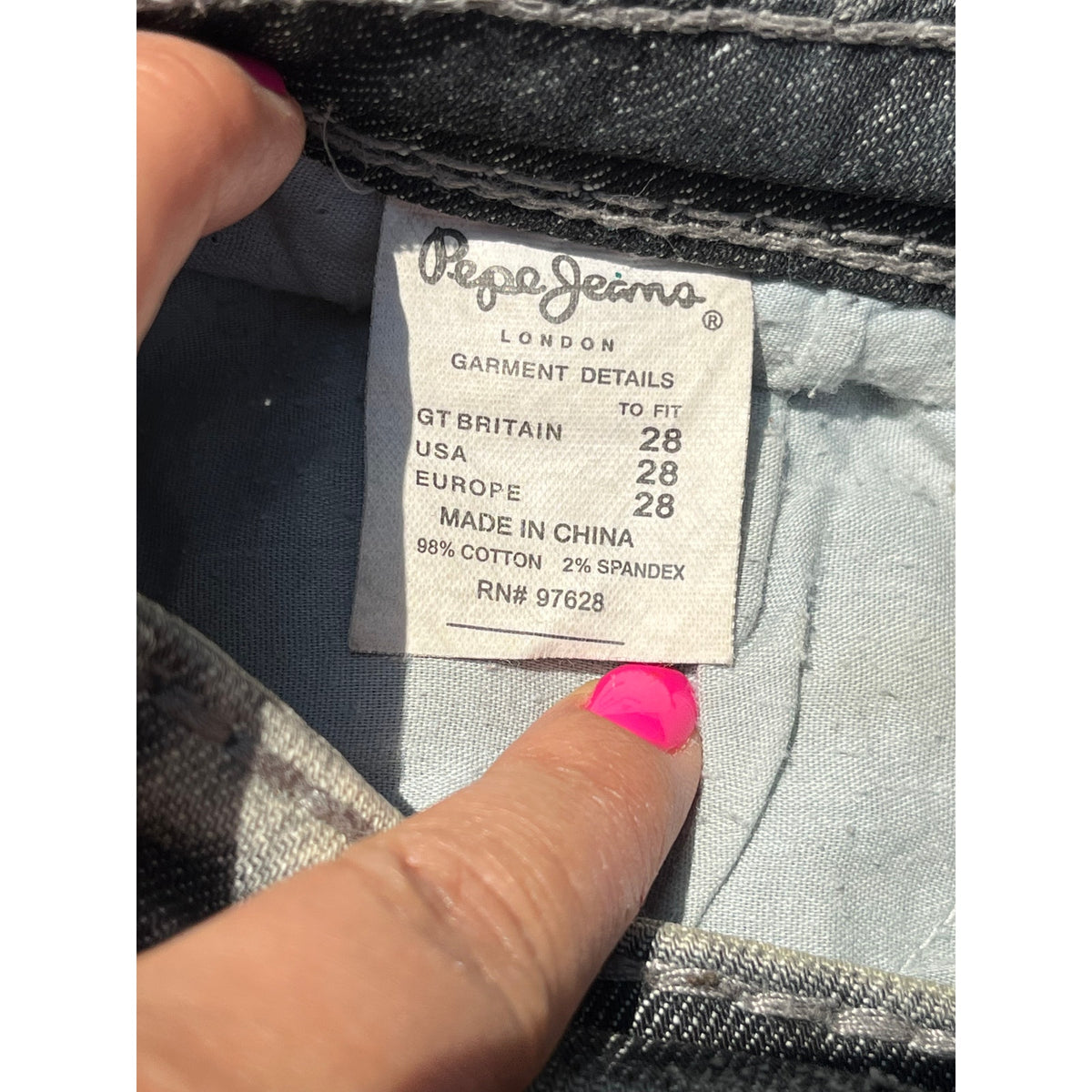 Vintage Pepe Jeans Ultra Low Rise Faded Grey Y2K McBling Acid Wash Jeans 28